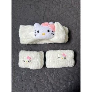 Hello Kitty 3pc Plush Headband & Wristbands Skincare Beauty Accessory Kawaii Gif